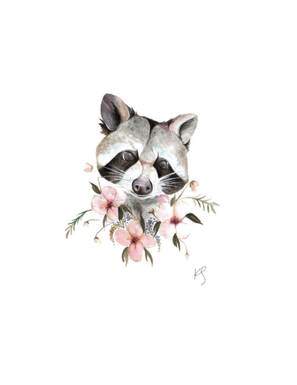 Flower Racoon Print