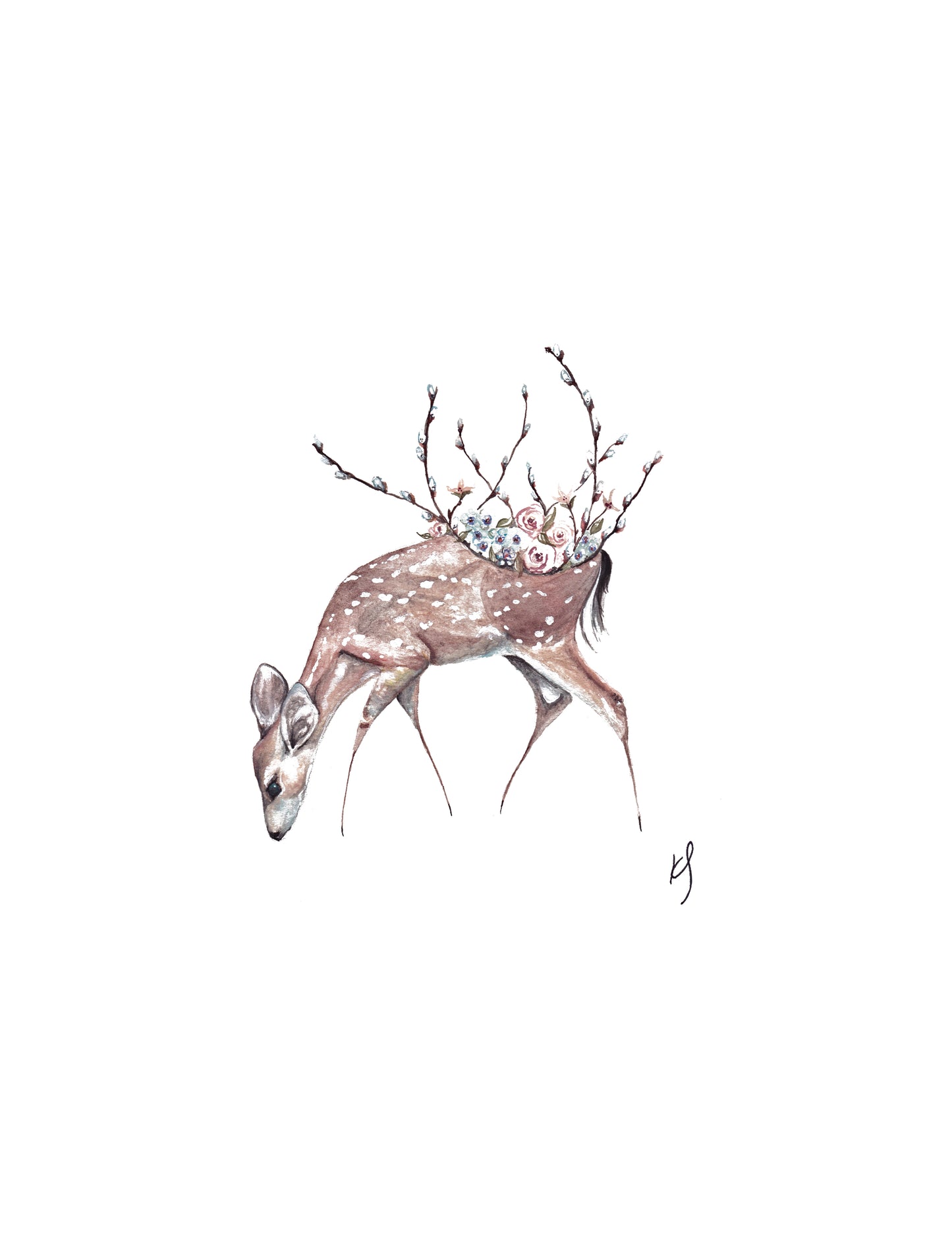 Flower Back Deer Print
